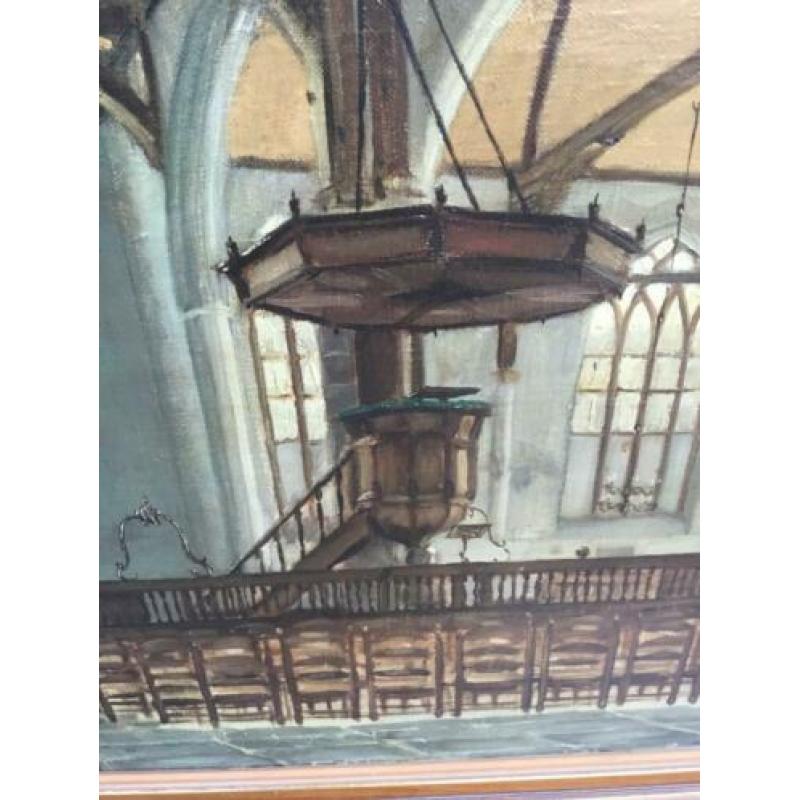 Schilderij interieur Noorderkerk Hoorn door A. Bontan