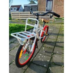 Jongens fiets-popal-black fighter- wit met rood