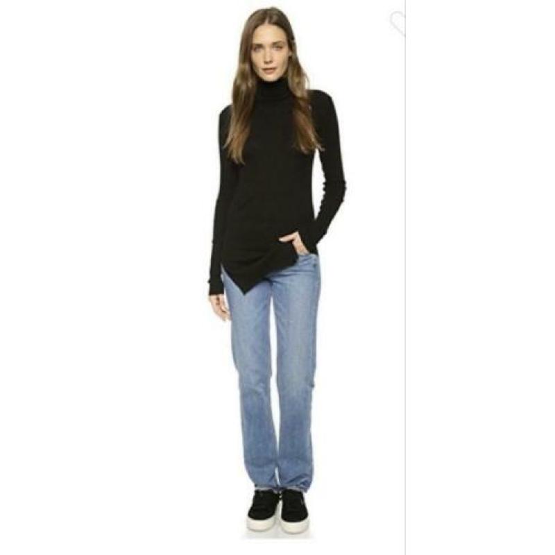 Helmut Lang zwart rib trui colltrui Nieuw