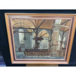 Schilderij interieur Noorderkerk Hoorn door A. Bontan