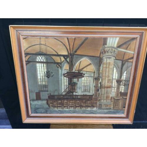 Schilderij interieur Noorderkerk Hoorn door A. Bontan