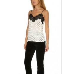 Ganni witte top met stipjes en kant. Nieuw!!