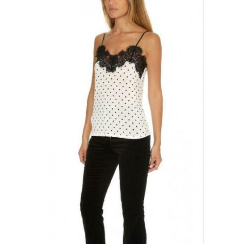 Ganni witte top met stipjes en kant. Nieuw!!