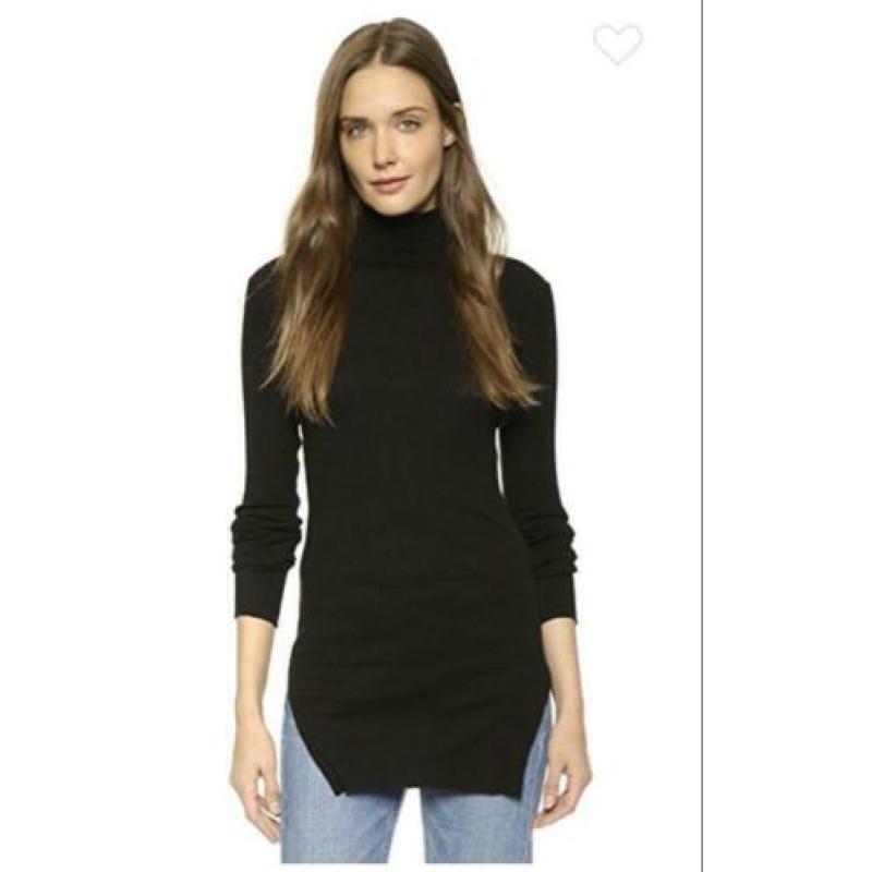 Helmut Lang zwart rib trui colltrui Nieuw