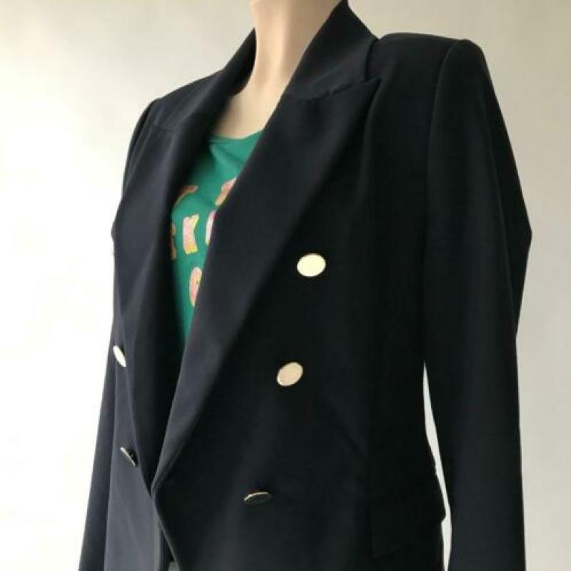 Dante6, goudkleurige, blauwe, katoenen blazer, maat 40