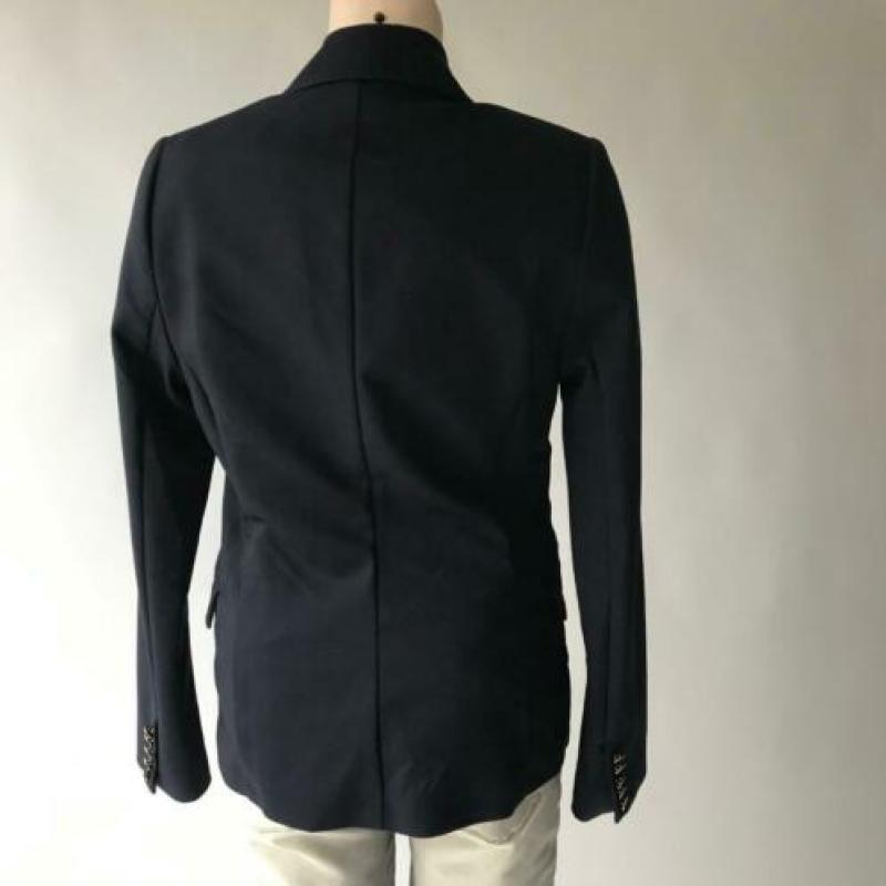 Dante6, goudkleurige, blauwe, katoenen blazer, maat 40