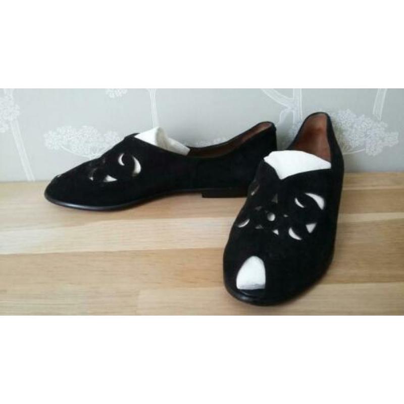 Vintage suède peeptoes ballerina's Donna Carolina (38/39)
