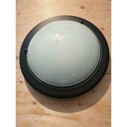 Moderne ronde plafondlamp zwart met rond glas