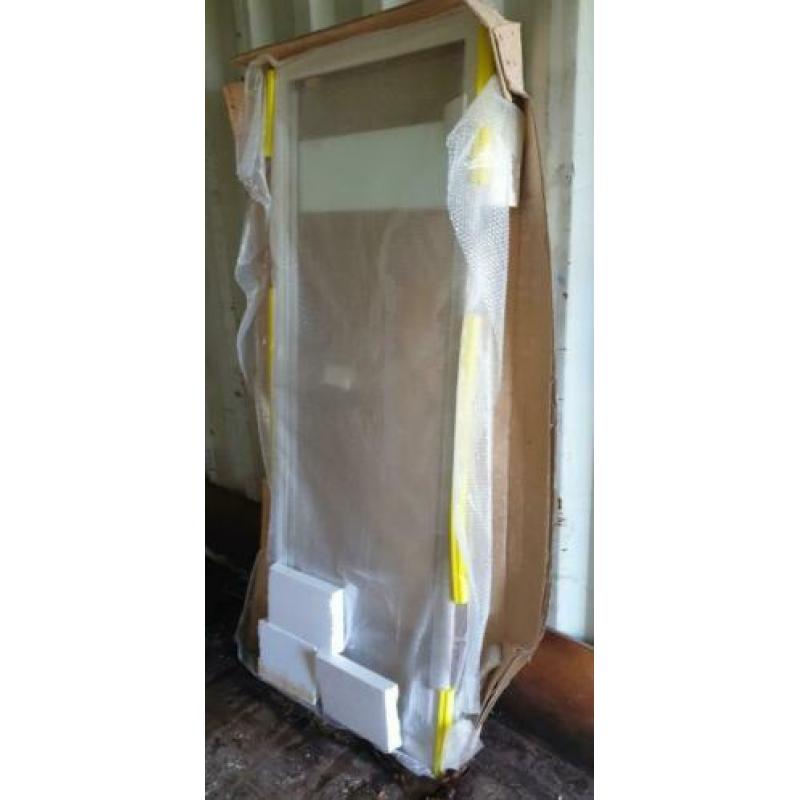 Glazen douche deur in metalen frame 195x77 zonder kozijn!!