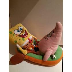 Spongebob en Patrick in boot knuffel Nickelodeon 42 cm