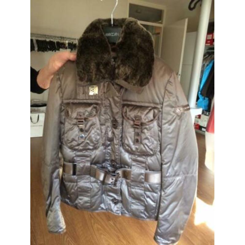 Peuterey taupe winterjas met afneembare echte bontkraag