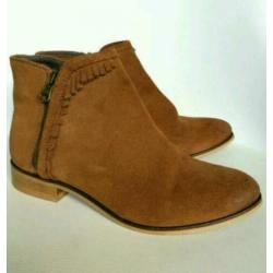 Shoecolate Zip enkellaarsjes laarzen 38 Cognac Suède