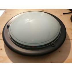 Moderne ronde plafondlamp zwart met rond glas
