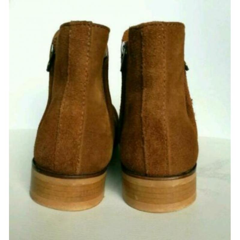 Shoecolate Zip enkellaarsjes laarzen 38 Cognac Suède
