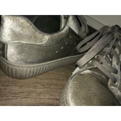 Grijze velours/velvet schoenen maat 40, schoenen sale