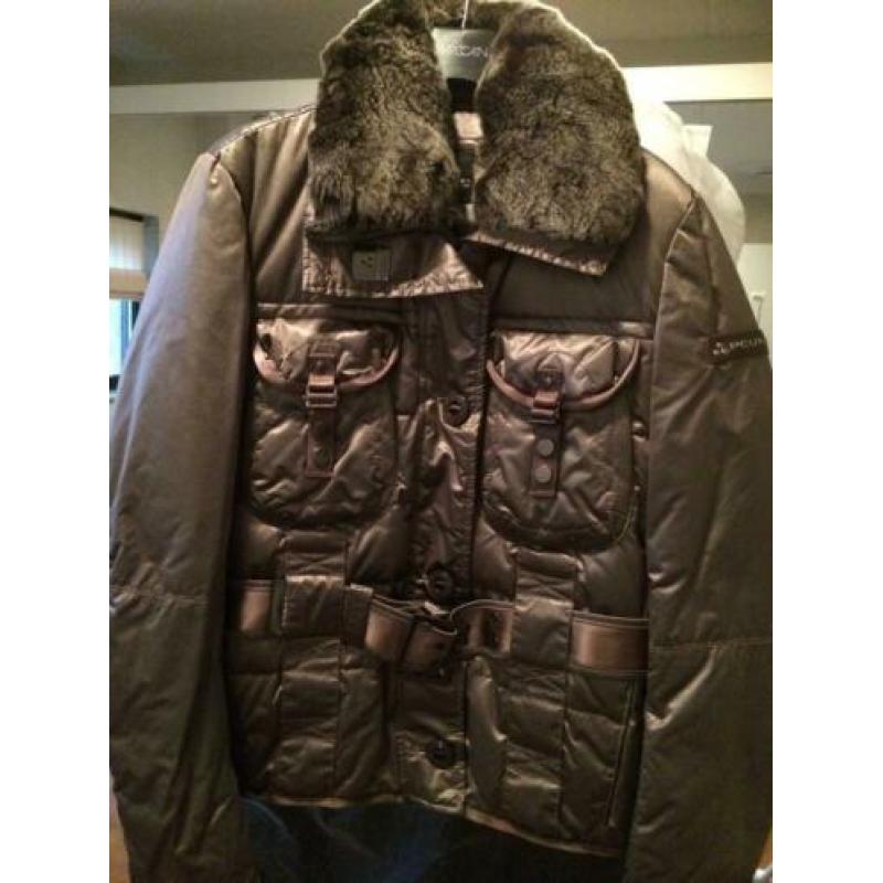 Peuterey taupe winterjas met afneembare echte bontkraag