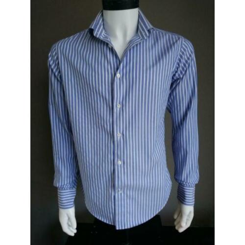 Brian Dales overhemd. Blauw Wit gestreept. Maat 40.
