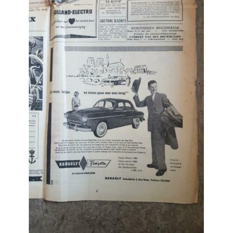Advertentiepagina Renault, Anker, Kon Marine (krant 1955)