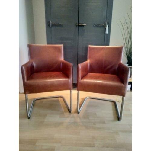 lederen fauteuil / eetkamerstoel (set van 2)
