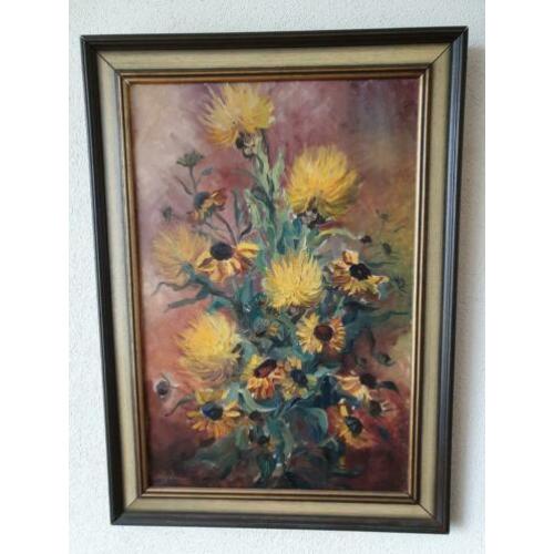 Olieverf/palet schilderij van Elly Kroon. Formaat 60 x 40