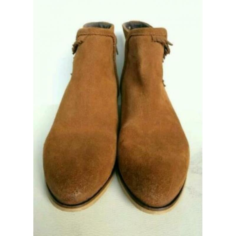 Shoecolate Zip enkellaarsjes laarzen 38 Cognac Suède