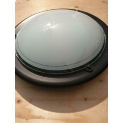 Moderne ronde plafondlamp zwart met rond glas