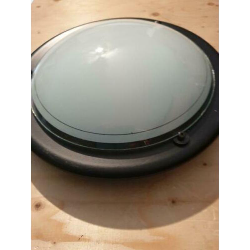 Moderne ronde plafondlamp zwart met rond glas