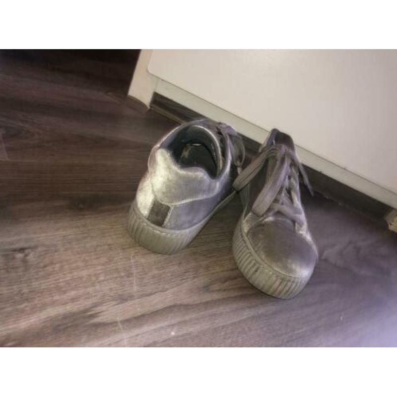 Grijze velours/velvet schoenen maat 40, schoenen sale
