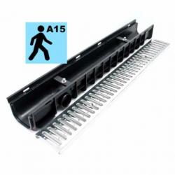 Afvoergoot met stalen rooster | Max. 1,5 ton | 6 meter