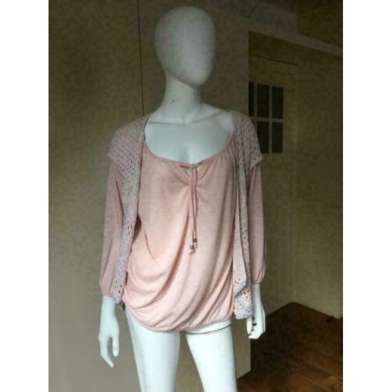 4026 Licht roze setje top+vestje G66 GRASSTAR; Mt=12/40"