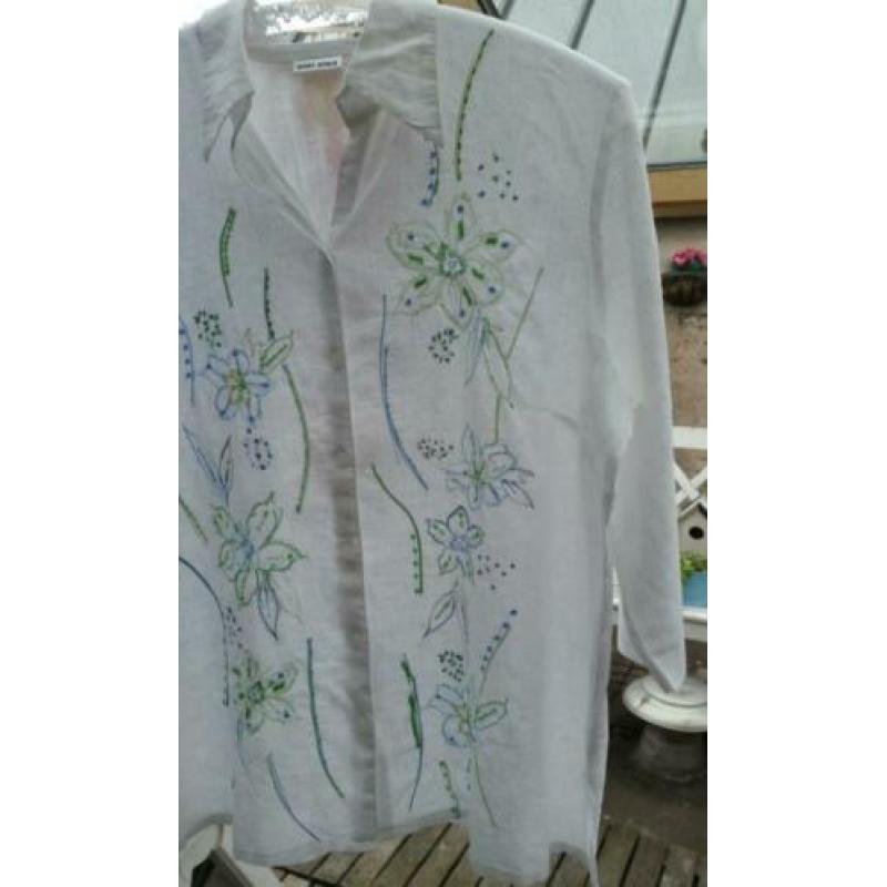 Gerry Weber - blouse wit linnen katoenen mix Maat 46