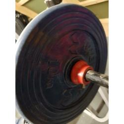 Halters en bankdruk bank fitness set - veel schijven