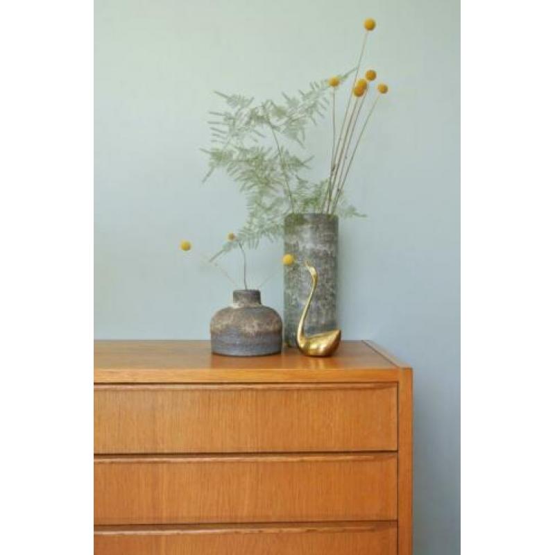 vintage grijs groene VAAS mobach loré cylindrisch botanisch