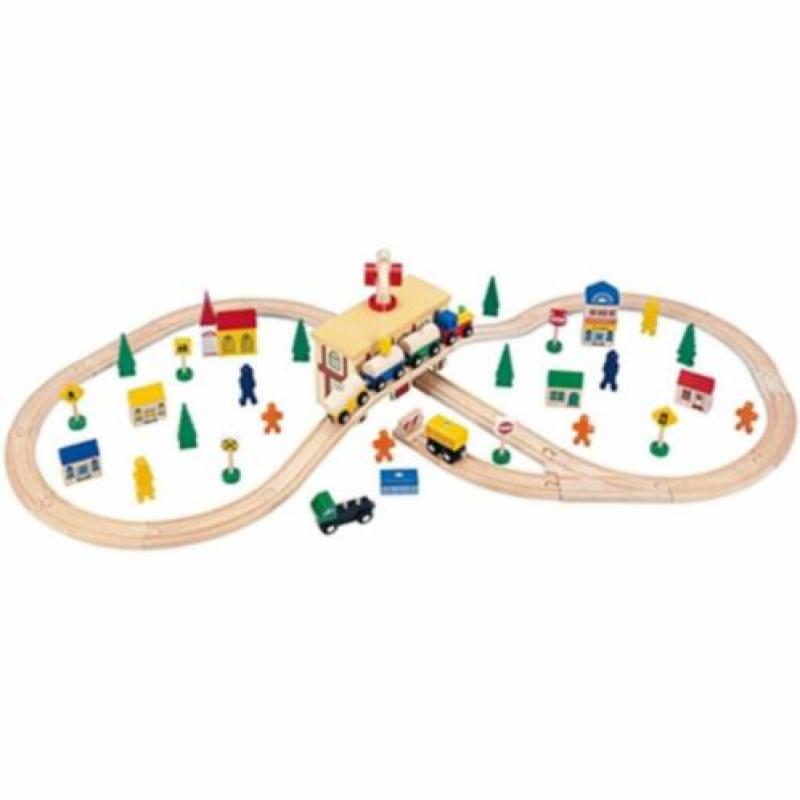 Leuke betaalbare houten treinsets, treinbaan, Merk Mentari