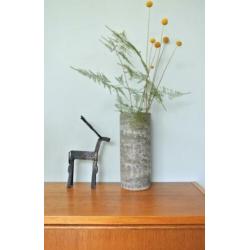 vintage grijs groene VAAS mobach loré cylindrisch botanisch