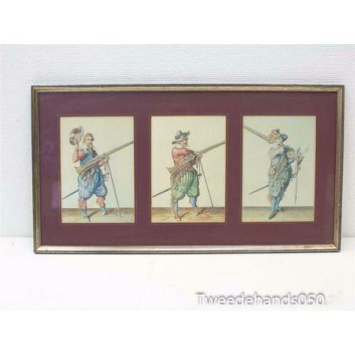 Schilderij met 3 prent middeleeuwen 87842
