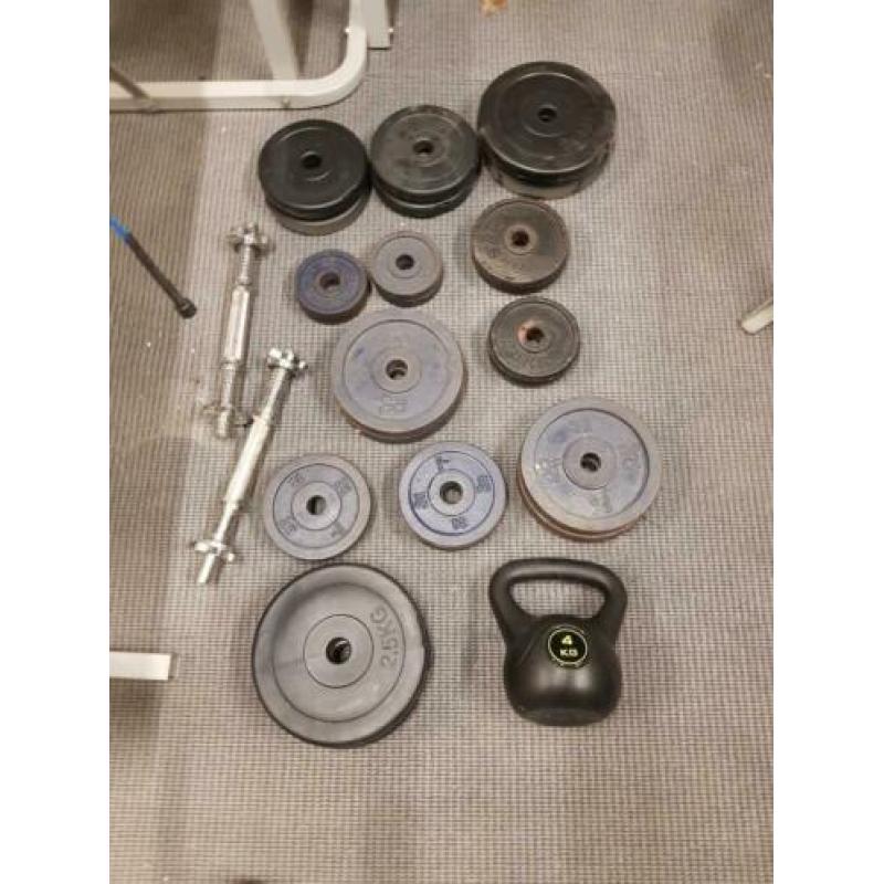 Halters en bankdruk bank fitness set - veel schijven