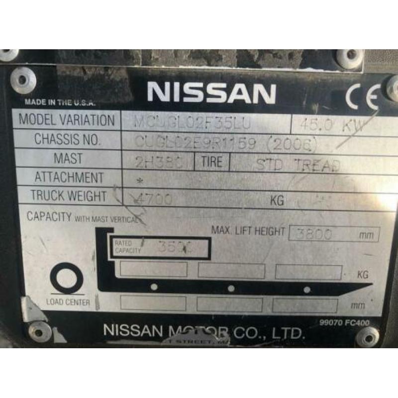 Nissan 3.5 ton LPG Sideshift Heftruck (bj 2006)