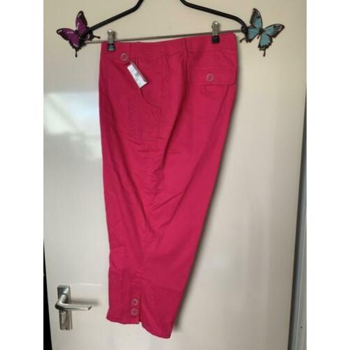 Nieuwe fuchsia rose driekwart broek van Barbara lebek mt 52