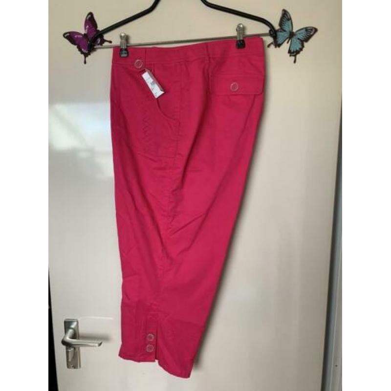 Nieuwe fuchsia rose driekwart broek van Barbara lebek mt 52