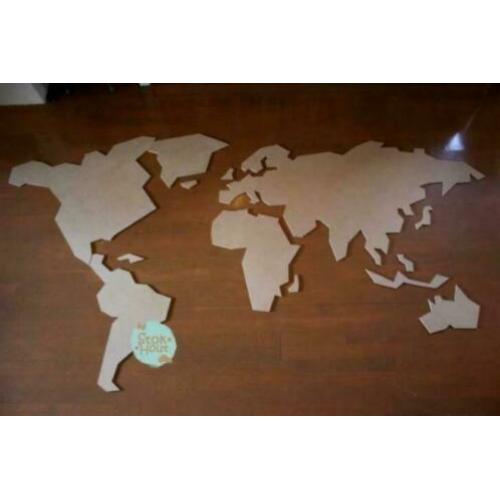 MDF Wereldkaart 250x145cm XL wanddecoratie | Stokhout 77