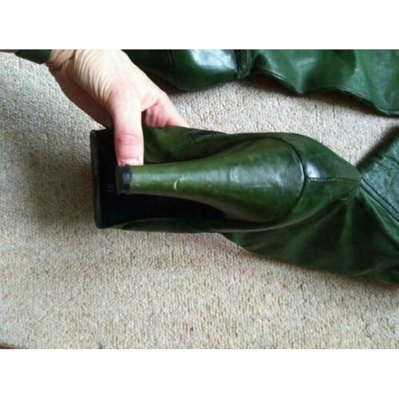 Groene leren laarzen mt 38
