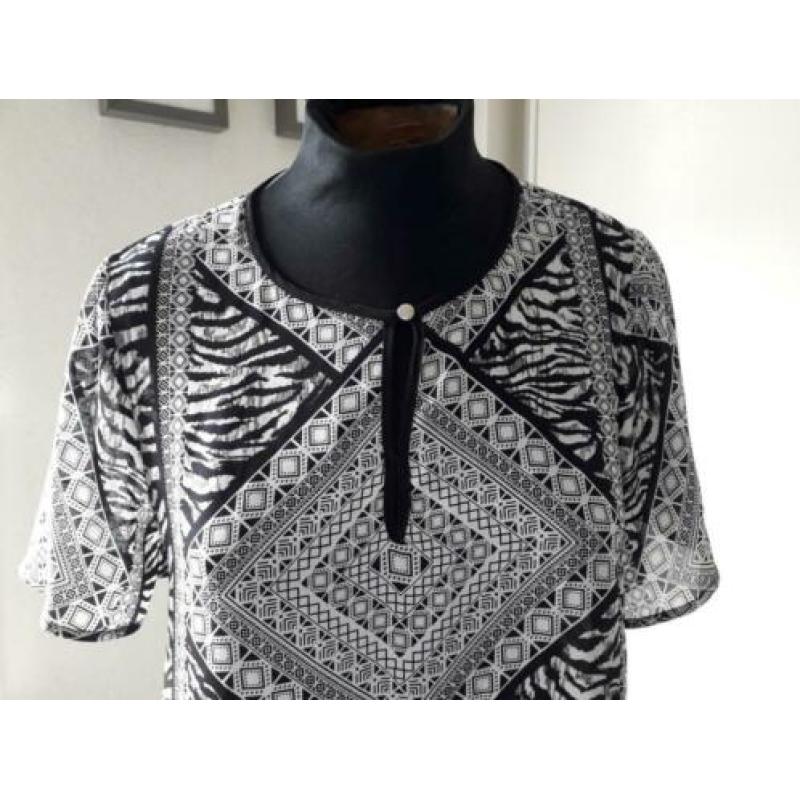 zgan. zwart wit shirt/bloes JESSICA mt XL