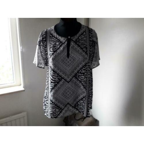 zgan. zwart wit shirt/bloes JESSICA mt XL