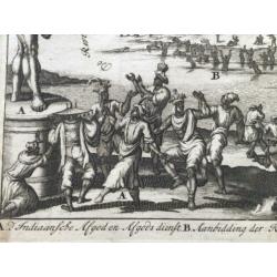 Afgoderij India (Ganges), zeldzame prent 1685.