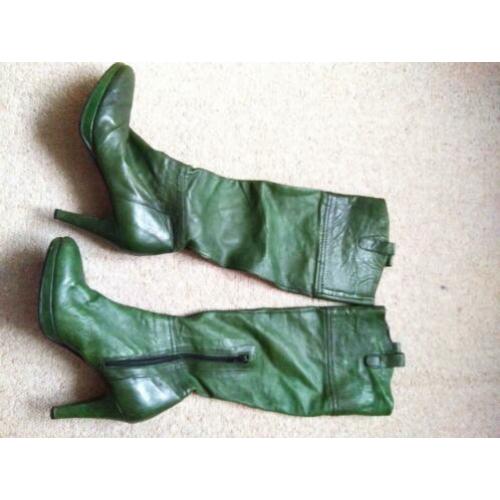 Groene leren laarzen mt 38