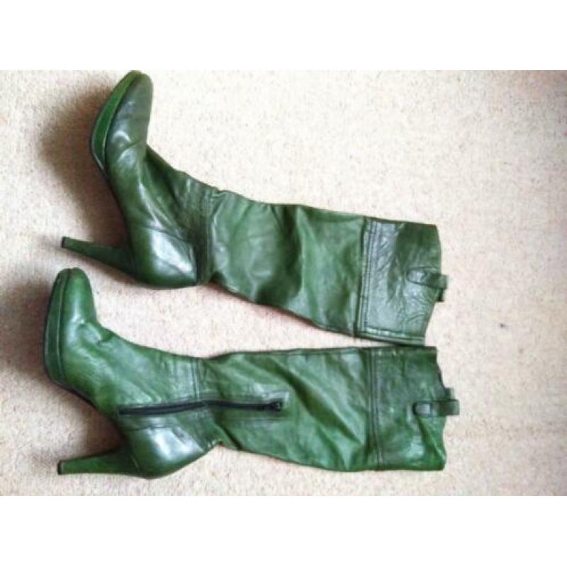 Groene leren laarzen mt 38