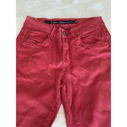 Roze spijkerbroek, love London, maat 152