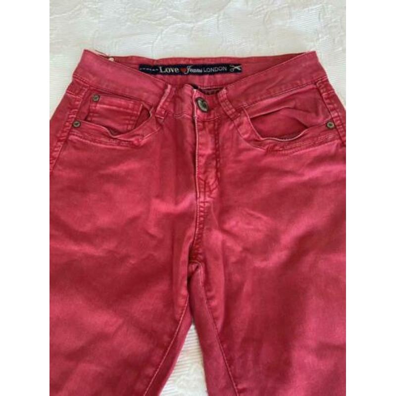 Roze spijkerbroek, love London, maat 152