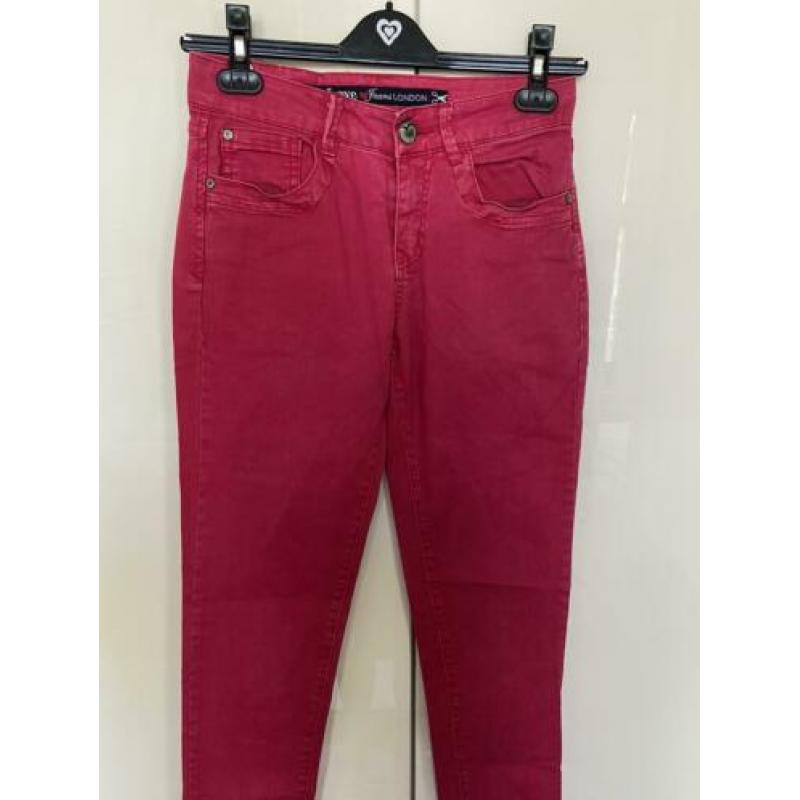 Roze spijkerbroek, love London, maat 152